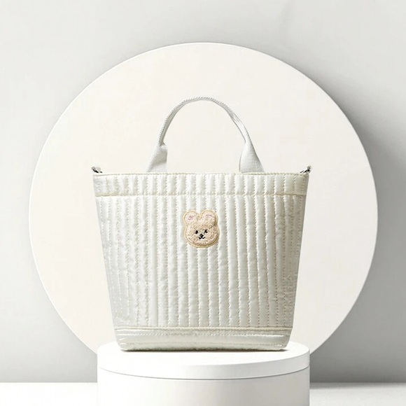 Bunny Quilted Cream Tote 🐰 - Picture 2 of 5